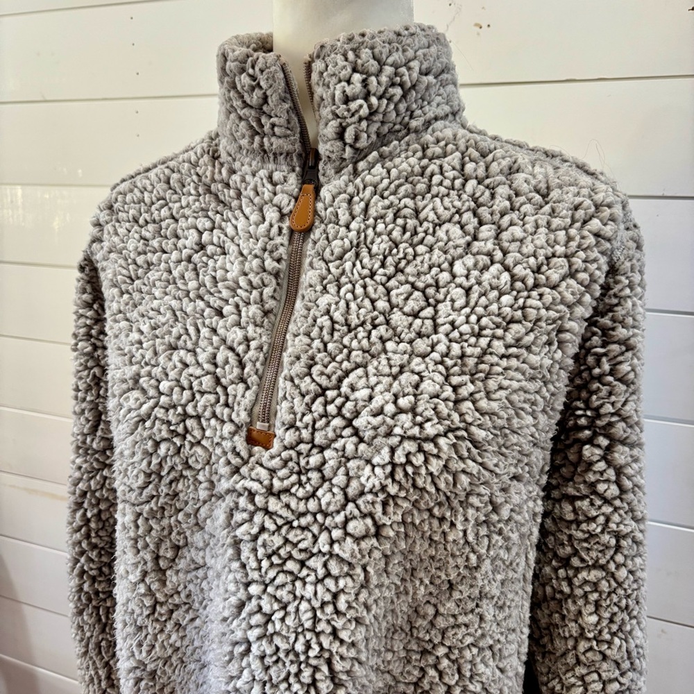 Touch of South Sherpa womens fleece quarter zip pullover grey size Med